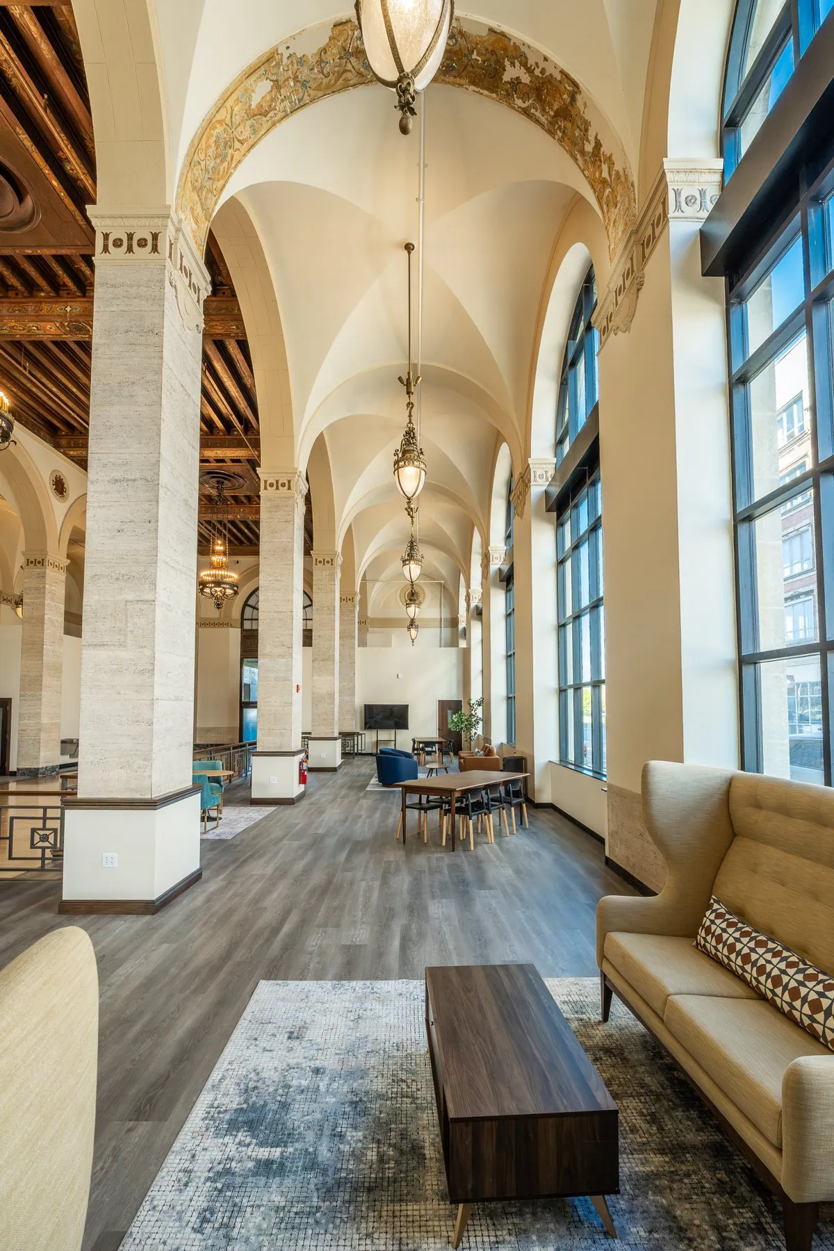 Vaulted arcade lounge in The Reserve at The Banc