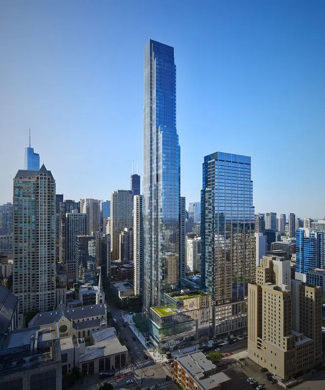 Chicago skyline with the One Chicago tower