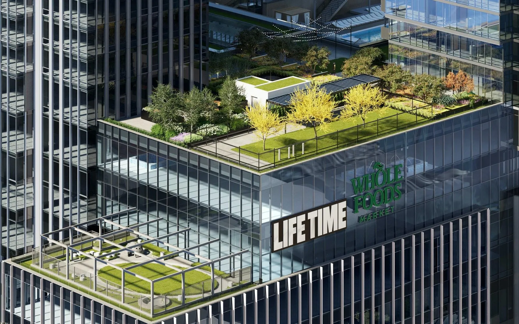 Rendering of the Life Time rooftop terrace at One Chicago