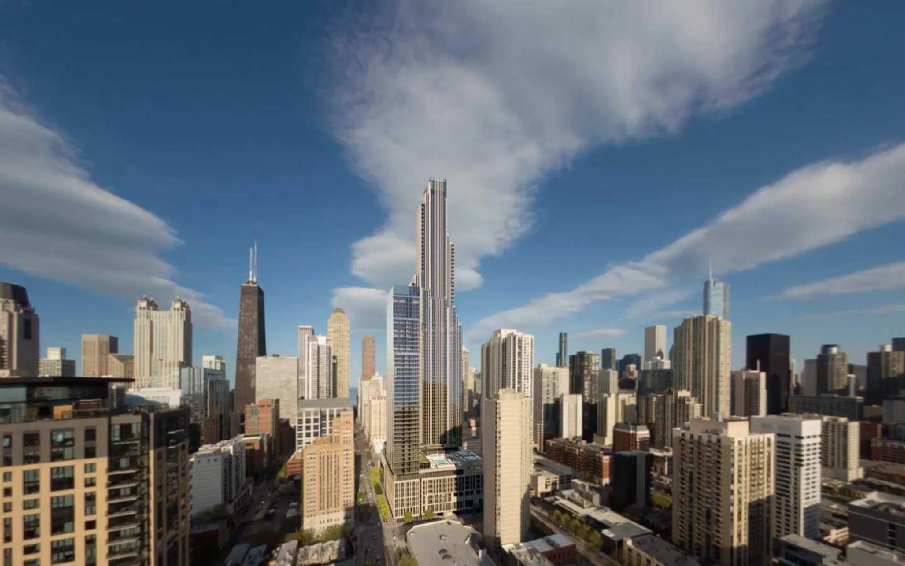 Chicago skyline with the One Chicago tower