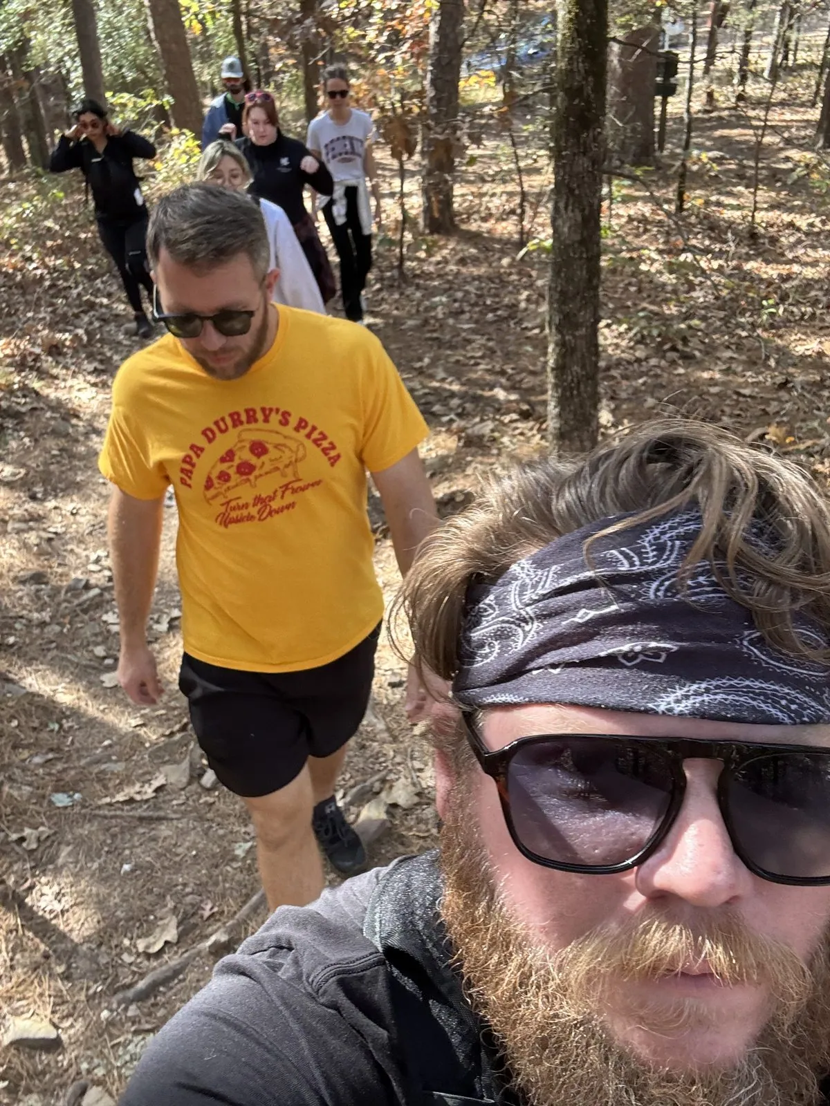 The team on a group hike