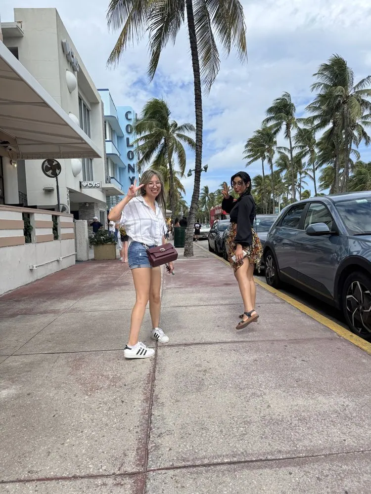 Two team members on Ocean Drive in Miami Beach